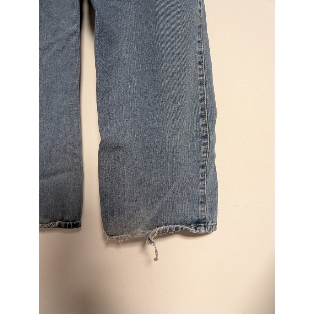 Vintage Y2K Cargo Wide Leg Jeans Medium Wash Distressed Hem Mens Size M - Picture 11 of 13
